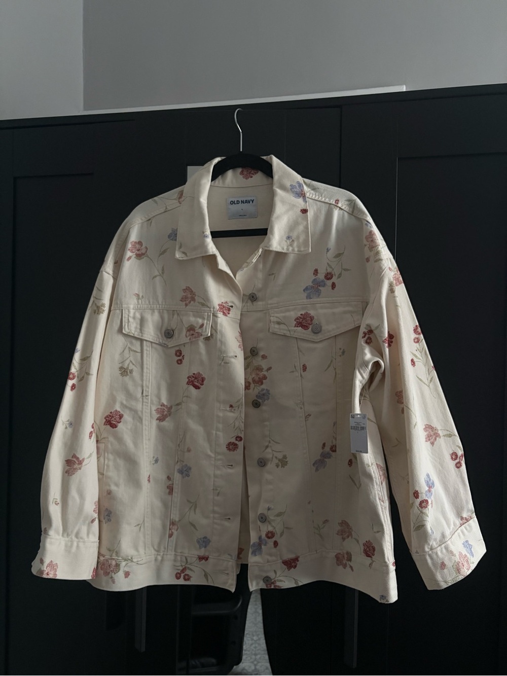 Old Navy Cream Floral Jean Jacket for Women